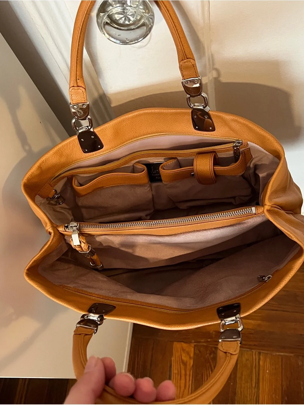 Cole Haan Handbag in Cognac Brown with Silver Hardware